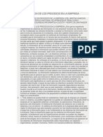 Ensayo Incidencia de Los Procesos en La Empresa