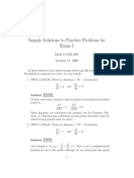 Sample Solutions To Practice Problems For Exam I: Math 11 Fall 2007 October 17, 2008