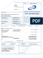 Copy/ Non - Negotiable: Combined Transport Bill of Lading