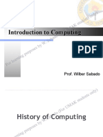 Introduction To Computing: Prof. Wilber Sabado