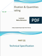 Specification & Quantities Estimating: Lecturer Maha Muhaisen