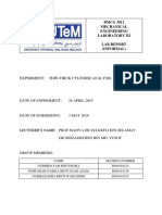 Experiment: Thin-Thick Cylinder Analysis: BMCG 3011 Mechanical Engineering Laboratory Iii Lab Report (Informal)