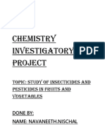 Chemistry Investigatory Project: Topic: Study of Insecticides and Pesticides in Fruits and Vegetables