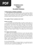 FC Sem 1 Basic Features of Indian Constitution