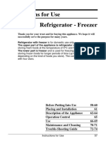 Instructions For Use Refrigerator - Freezer