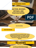 EAPP LP4 Reaction Reviews Critique Position Papers