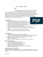 Project Test Engineer - Advanced General Summary of The Position