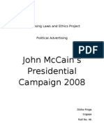 John Mccain'S Presidential Campaign 2008: Advertising Laws and Ethics Project