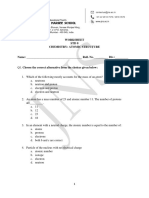 Worksheet On Atomic Structure, STD 8th