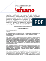 Aprueban Modificación Del Anexo 4 Del Modelo de Licenciamiento y Su Implementación en El Sistema Universitario Peruano