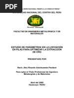 Estudios de Parámetros en La Lixiviación en Pilas para Optimizar La Extracción de Oro PDF