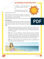 Sun Safety Reading Comprehension Activity