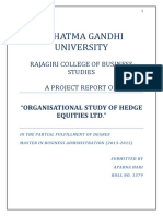 Mahatma Gandhi University: Rajagiri College of Business Studies A Project Report On "Organisational Study of Hedge