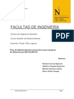 Informe Plan de Mtto. Preventivo para Equipos de Maestranza Metalmatic