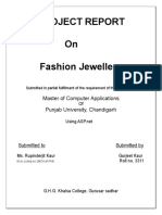 Project Report On Fashion Jewellery: Master of Computer Applications Punjab University, Chandigarh