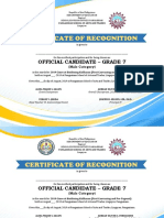 Certificate of Recognition: Official Candidate - Grade 7