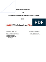 Synopsis Report ON Study On Consumer Demand Pattern: Mahindra Finance S.C.O.03, Sector: 26D Chandigarh