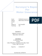 Surveyor's Report For Motor Insurance