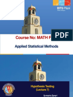 Course No: MATH F432: Applied Statistical Methods