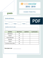 Clave de Respuestas Examen Trimestral Sexto Grado 2018-2019