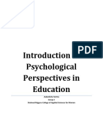 Introduction To Psychological Perspectives in Education