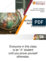 Introduction To Materials and Processes