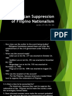 American Suppression of Filipino Nationalism: Act No's. 277, 292, 518, 1696