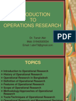 TO Operations Research: Dr. Tanvir Abir Mob: 01942520034