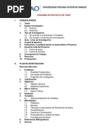 Universidad Privada Antenor Orrego: Esquema de Proyecto de Tesis