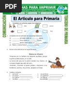 Ficha El Articulo para Primaria para Tercero de Primaria PDF