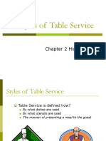 Styles of Table Service: Chapter 2 Highlights