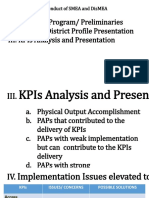 I. Opening Program/ Preliminaries Ii. School/ District Profile Presentation Iii. Kpis Analysis and Presentation