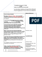 Competency Assessor's Script On The Conduct of Competency Assessment