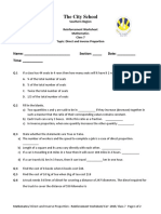 4 Reinforcement Worksheet Direct and Inverse Proportion