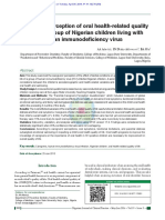 Caregivers' Perception of Oral Health Related Quality of Life in A Group of Nigerian Children Living With Human Immunodeficiency Virus