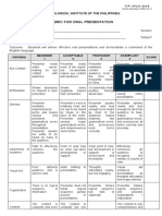 Rubric For Oral Presentation: Technological Institute of The Philippines