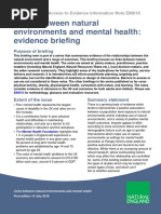 Links Between Natural Environments and Mental Health: Evidence Briefing