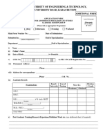 Addintional Form Admission Form M. Engg 2018-19 Fall - 1