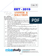 NEET 2019 Answer Key Solution Code P1 by Govt