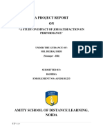 Completed Project Amity A Study On Impact of Job Satisfaction On Performance 27 Sept 2019 - Radhika PDF