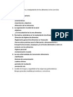 Ensayo Sobre La Higiene y Manipulación de Los Alimentos en Los Servicios Gastronómicos