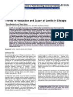 Trends in Production and Export of Lentils in Ethiopia