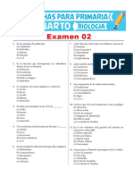 Examen 02 de Biologia para Cuarto de Primaria