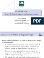 Econometr Ia I: Tema 3: El Modelo de Regresi On Lineal M Ultiple: Estimaci On