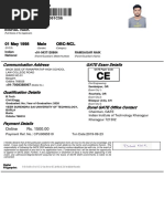 01 May 1998 Male Obc-Ncl: Communication Address GATE Exam Details