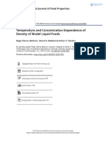 Temperature and Concentration Dependence of Density of Model Liquid Foods