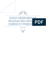 Juicio Ordinario de Nulidad Del Negocio Jurídico y Cobro de Perjuicios