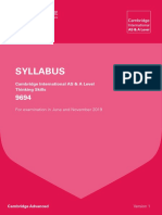 Syllabus: Cambridge International As & A Level Thinking Skills