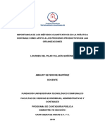 Ensayo IMPORTANCIA DE LOS MÉTODOS CUANTITATIVOS EN LA PRÁCTICA CONTABLE COMO APOYO A LOS PROCESOS PRODUCTIVOS EN LAS ORGANIZACIONES