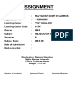 Assignment: Directorate of Distance Education Sikkim Manipal University II Floor, Syndicate House Manipal - 576 104